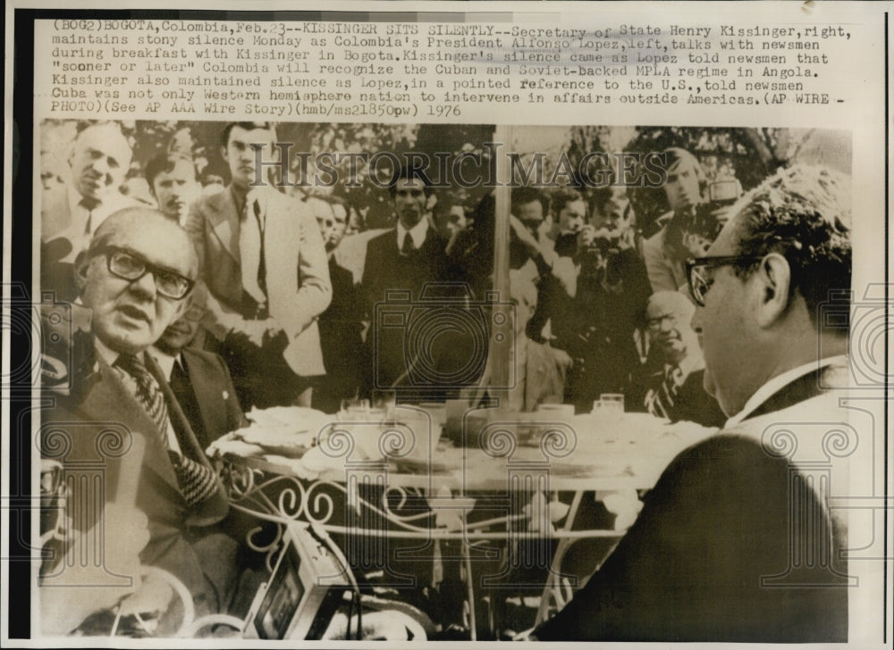 1976 Sec of State Henry Kissinger &amp; Colombian Pres Alfonso Lopez-Historic Images