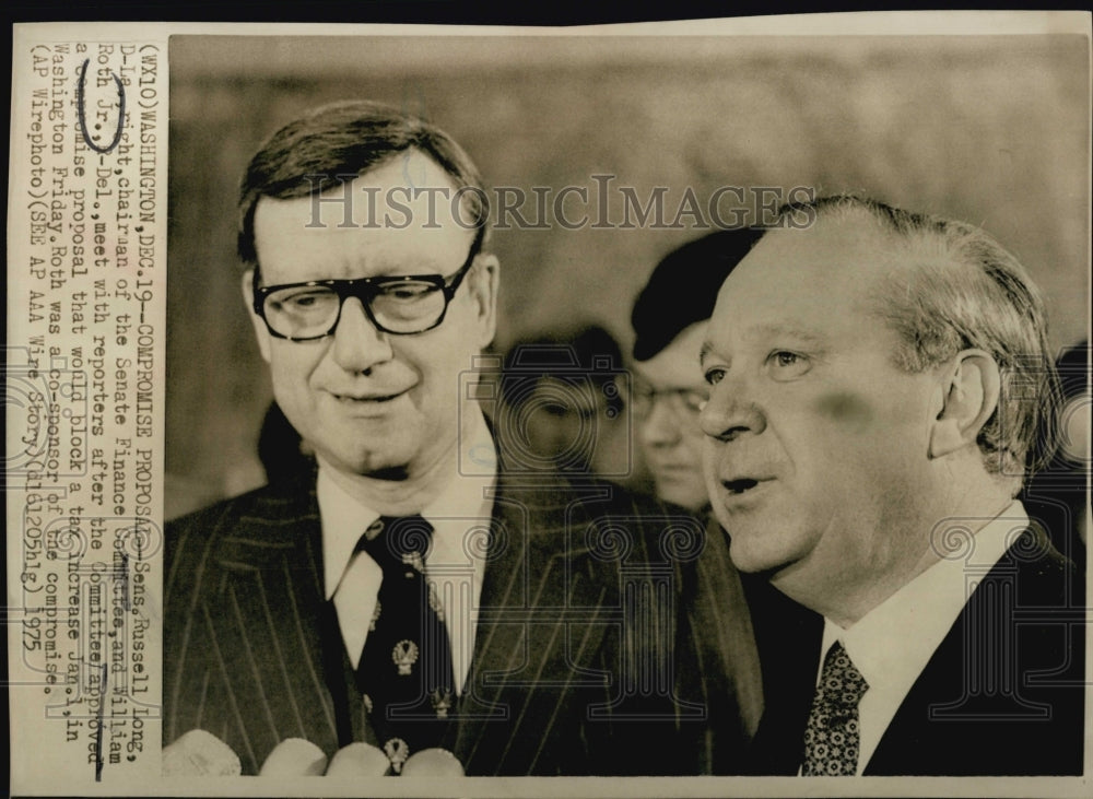 1975 Senators Russell Long &amp; William Roth Jr Senate Finance Committe-Historic Images