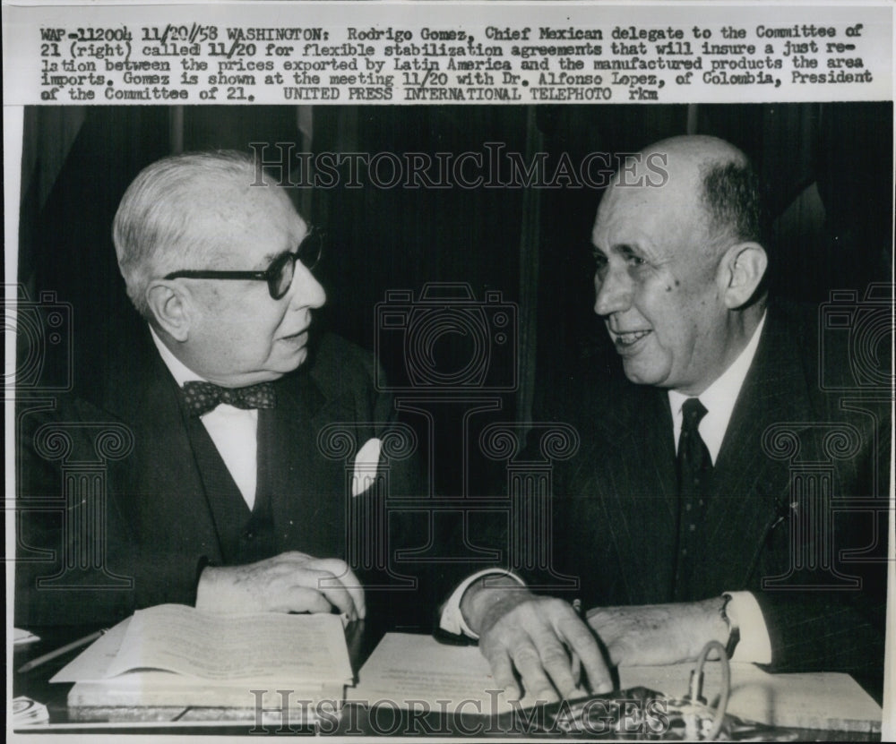 1958 Rodrigo Gomez Mexican Delegate Committee of 21 Alfonso Lopez-Historic Images