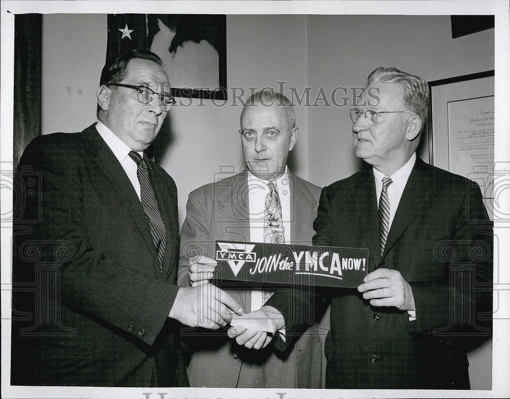 1956 Dorchester Y leaders present membership to Mayor John Hynes.-Historic Images