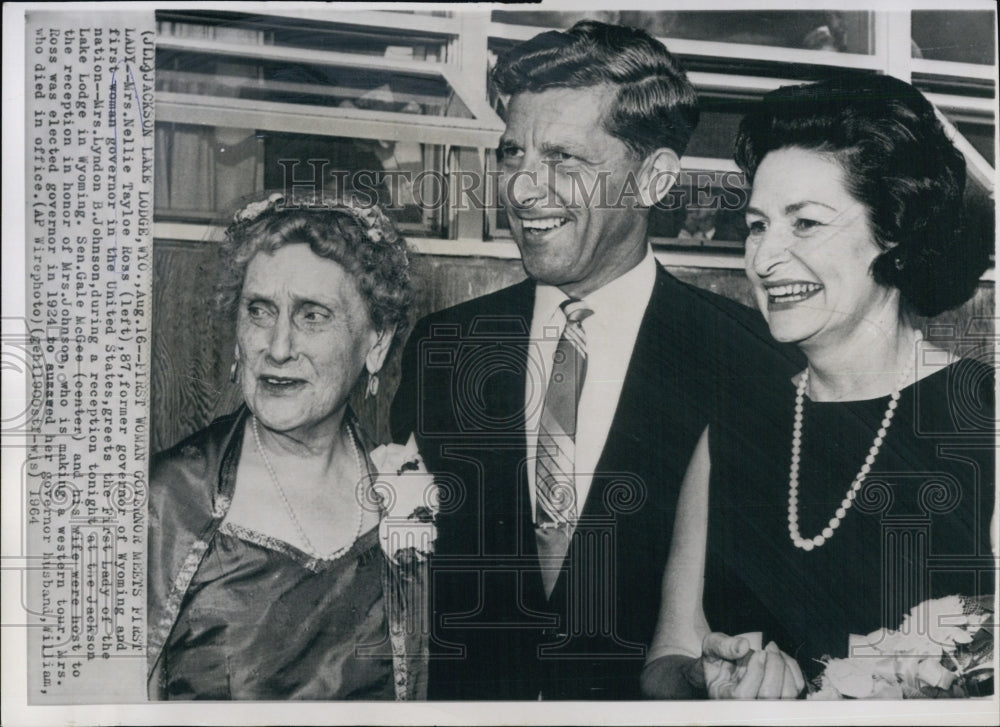 1964 First Woman Gov.Nellie Taylor with First Lady Mrs. Johnson.-Historic Images