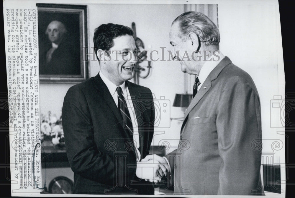 1968 Sen. Birch Bayh Of Indiana Greeted By President Johnson ...