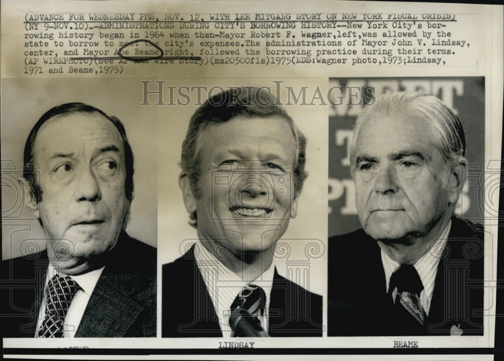 1975 Mayor Robert Wagner, Mayor John Lindsay, Mayor Abe Beame-Historic Images