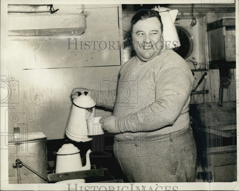 1939 James F.McEnaney, of Boston American staff on sub chaser.-Historic Images