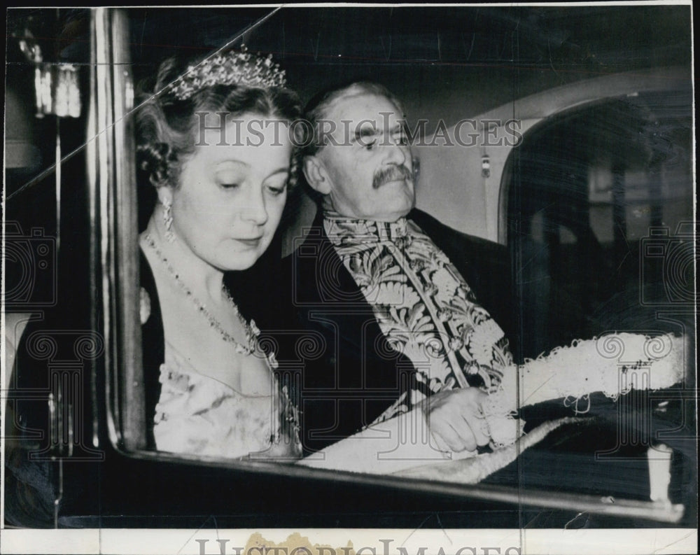 1938 Primes Minister and Mrs.Neville Chamberlain of England.-Historic Images