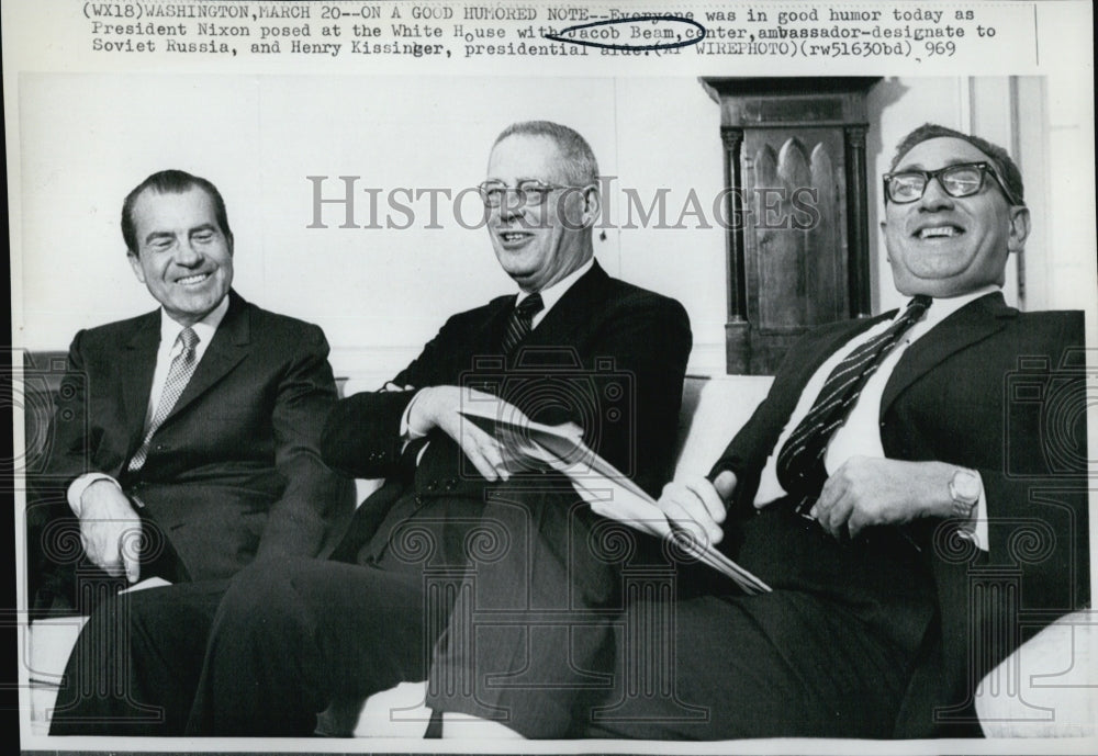 1969 Jacob Beam, President Nixon, Henry Kissinger at the White House-Historic Images