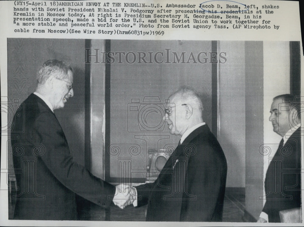 1969 US Ambas Jacob Beam & Soviet President Podgorny-Historic Images