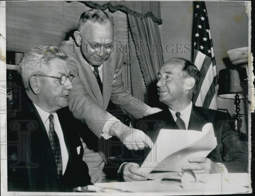 1952 Gov. Adlai Stevenson and James Filbright With George Ball in IL-Historic Images