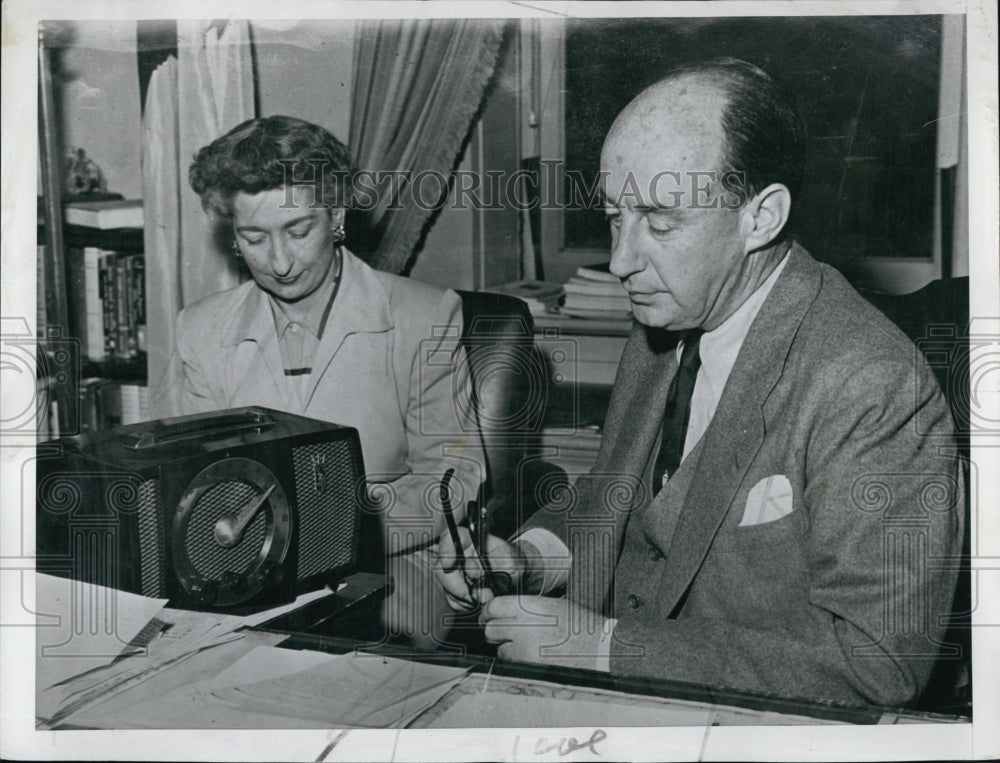 1952 Gov. Adlai Stevenson Listens to Illinois Primary-Historic Images