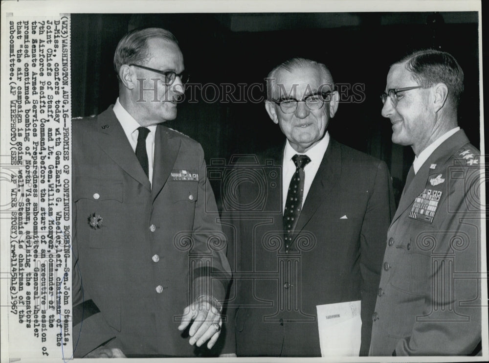 1967 John Stennis, Earle Wheeler, William Momyer in Meeting-Historic Images