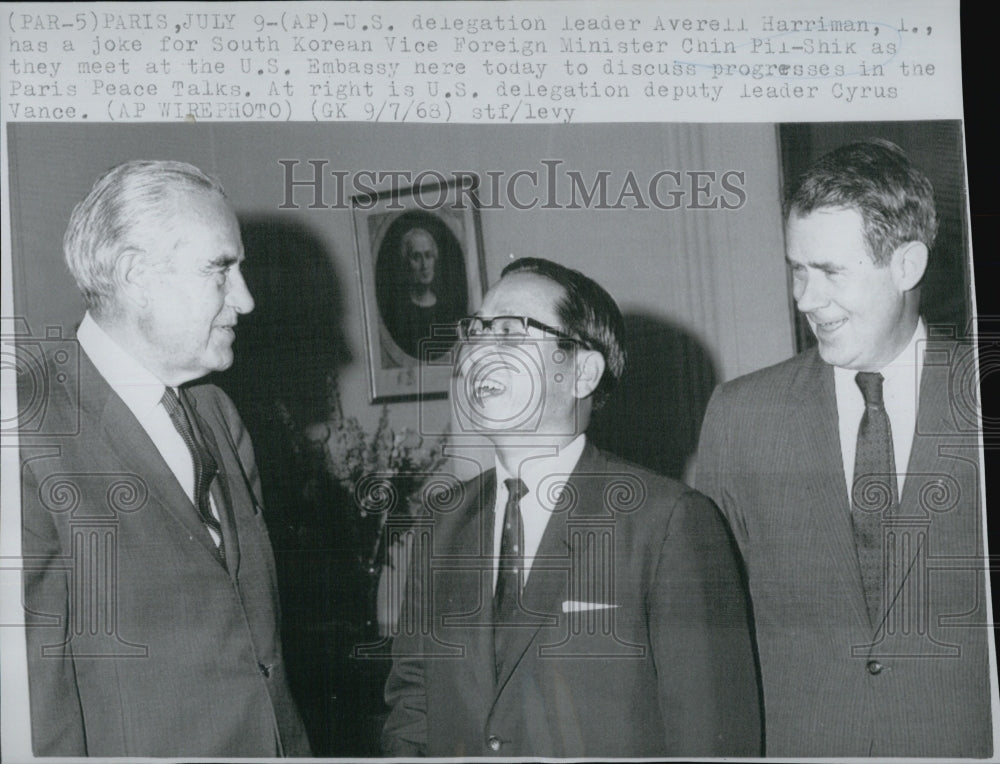 1968 US Diplomat Averell Harriman Chin Pil-Shik Cyrus Vance-Historic Images