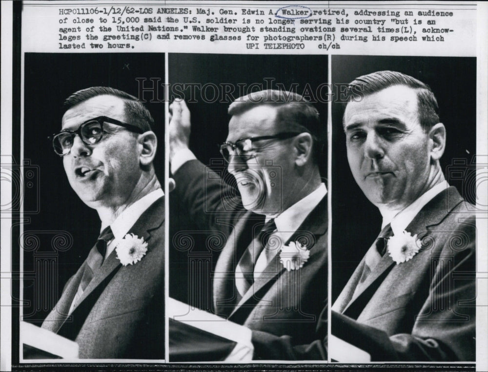 1962 Maj Gen. Edwin Walker Makes Speech in Las Angeles-Historic Images