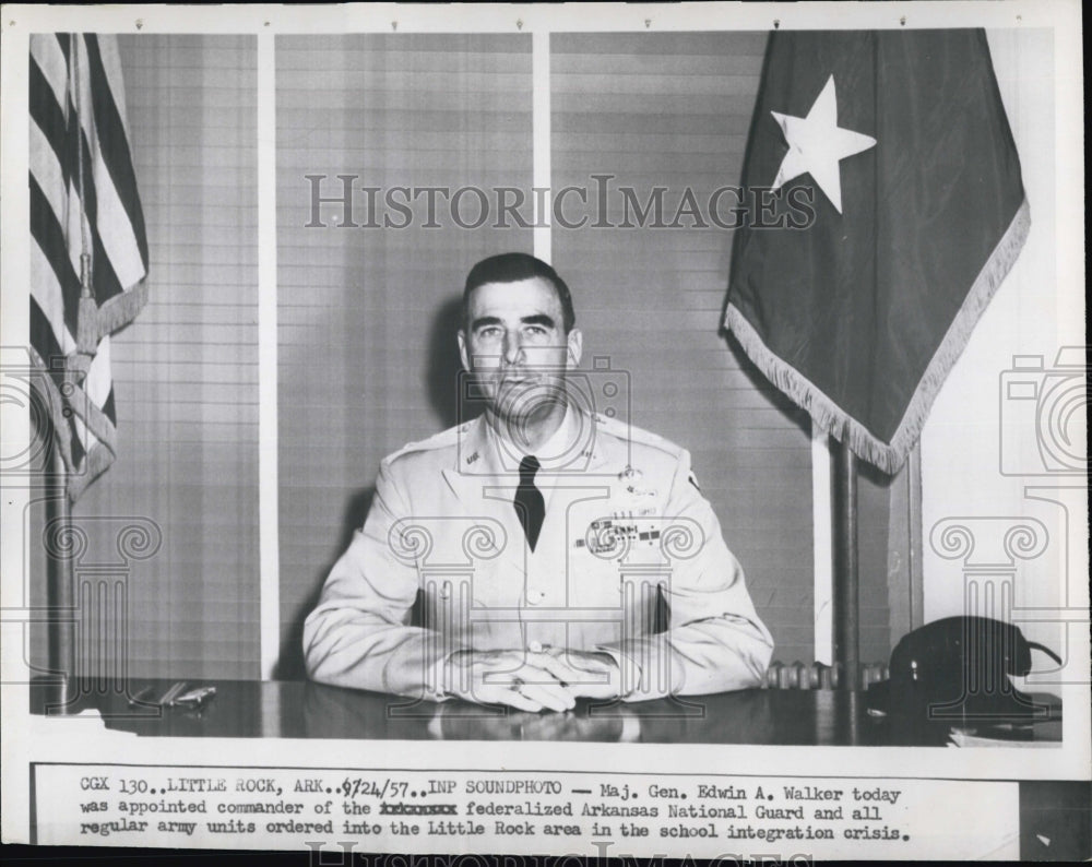 1957 Maj. Gen Edwin Walker Commander of Arkansas National Guard-Historic Images
