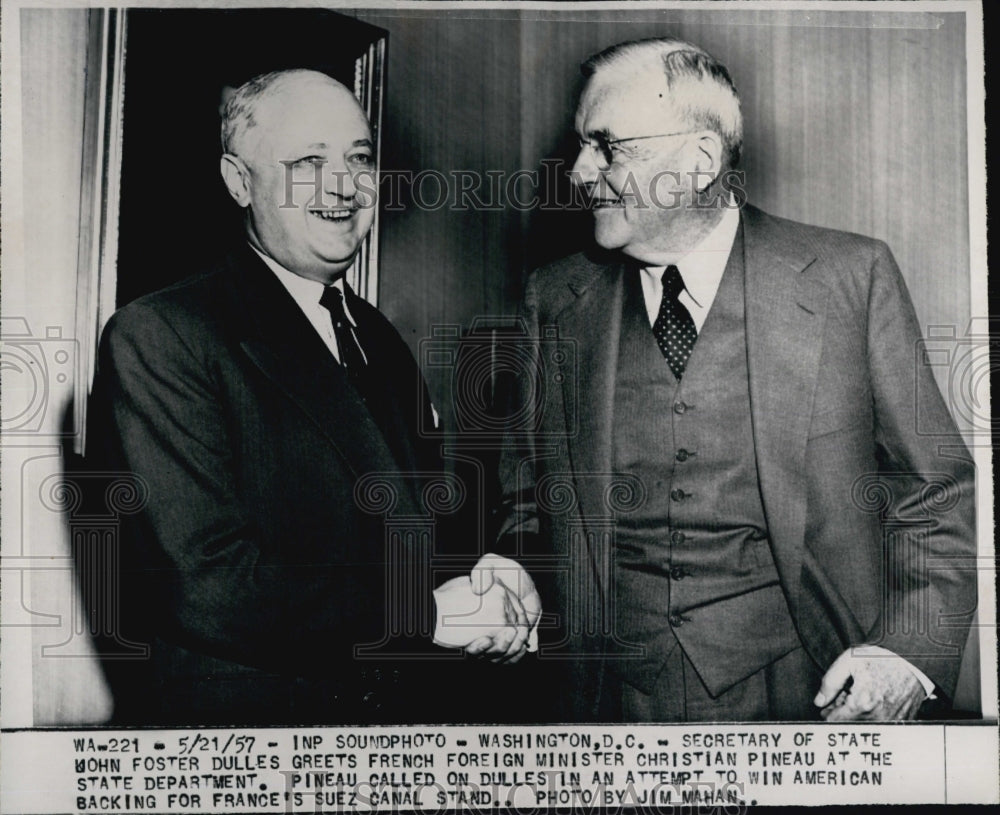 1957 Secretary of State John Foster Dulles French Foreign Minister-Historic Images