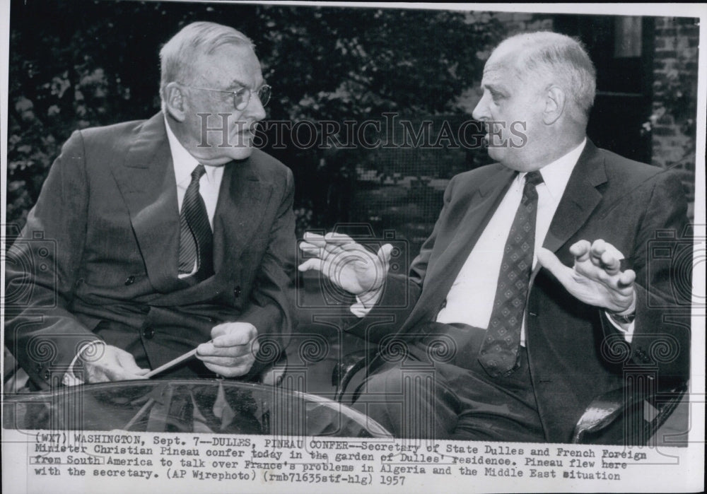 1957 Secretary of State Dulles French Foreign Minister Christian-Historic Images