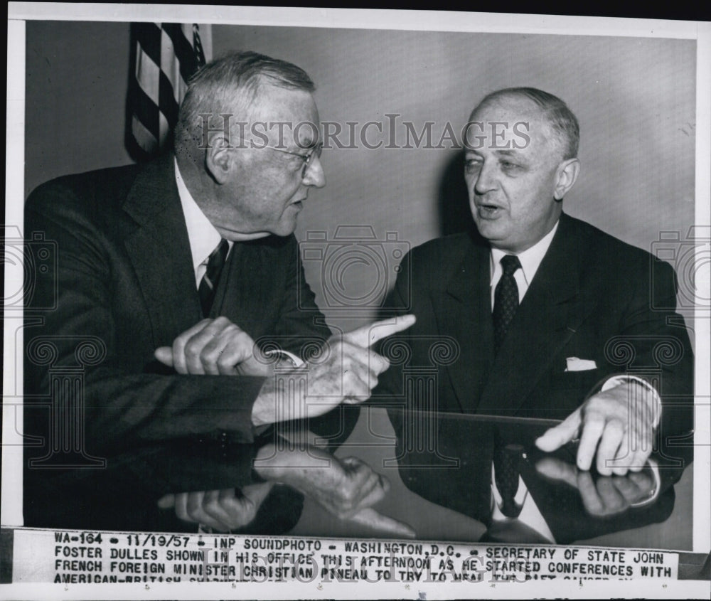 1957 Secretary  State John Dulles French Foreign Minister Christian-Historic Images