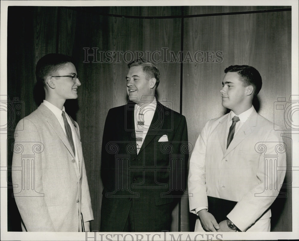 1957 Scholarship awarded to children of employee with William Pine.-Historic Images