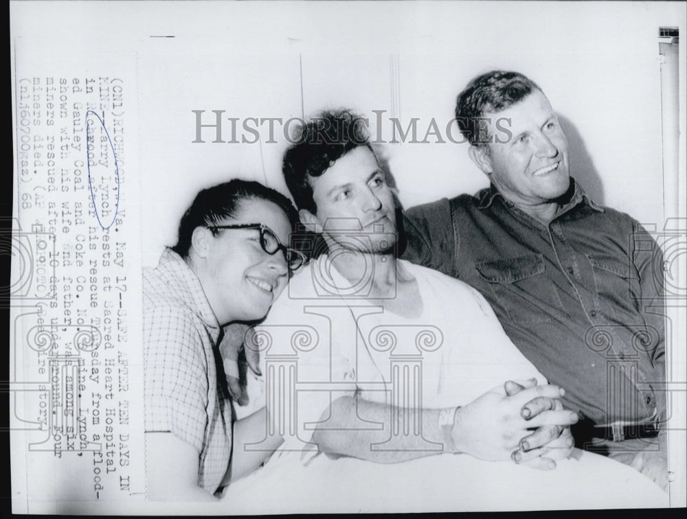 1968 Larry Lynch safe after 10 days in Mine wife and father-Historic Images