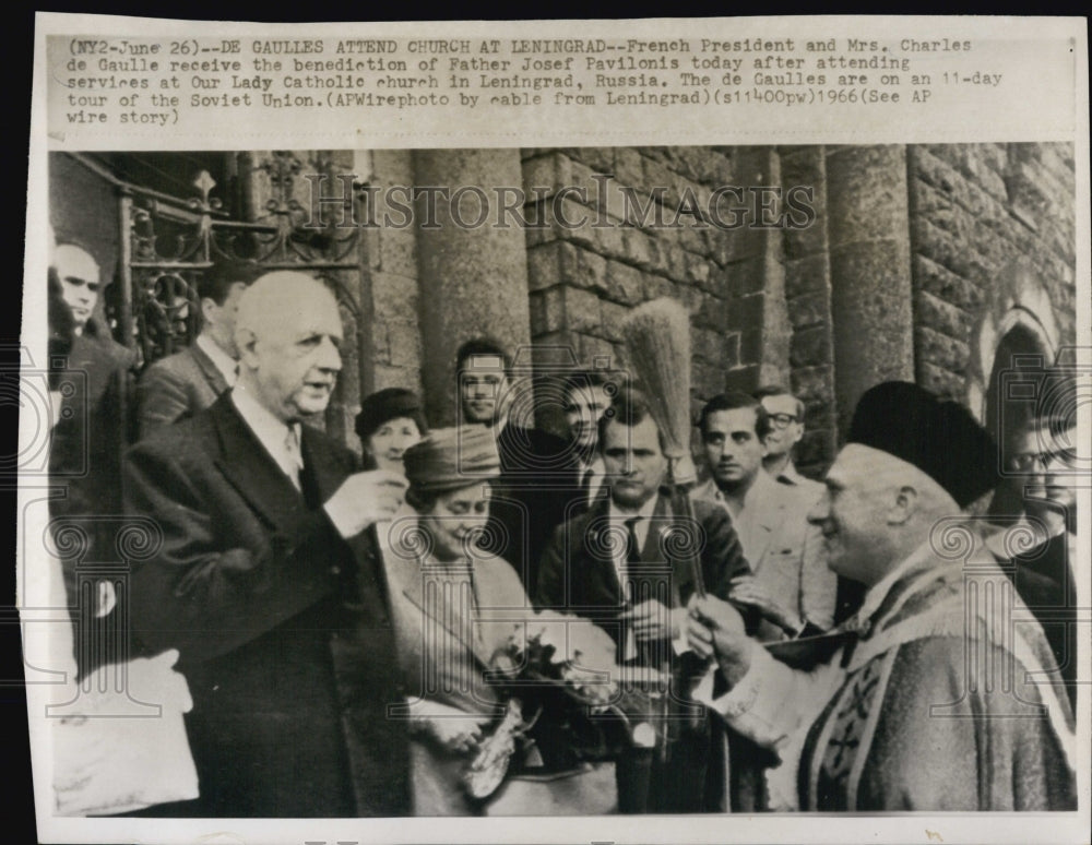 1965 French Pres.Charles de Gaulle and Father Josef Pavilonis.-Historic Images