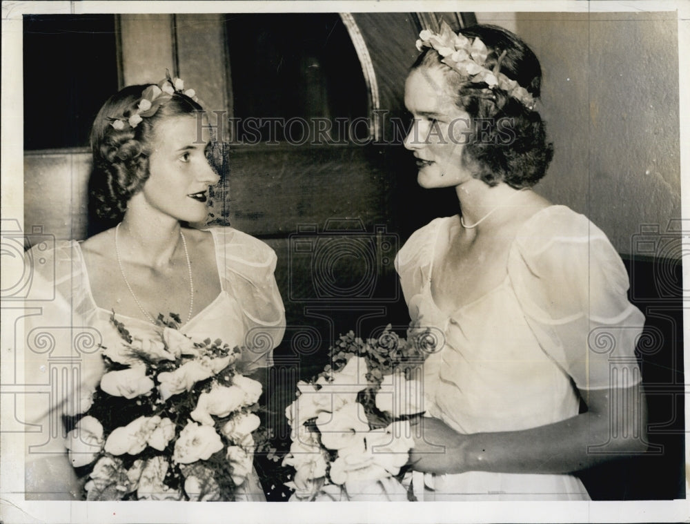 1945 Bridesmaid Mrs.John D.Gannett and Mrs.Francis Sargent.-Historic Images