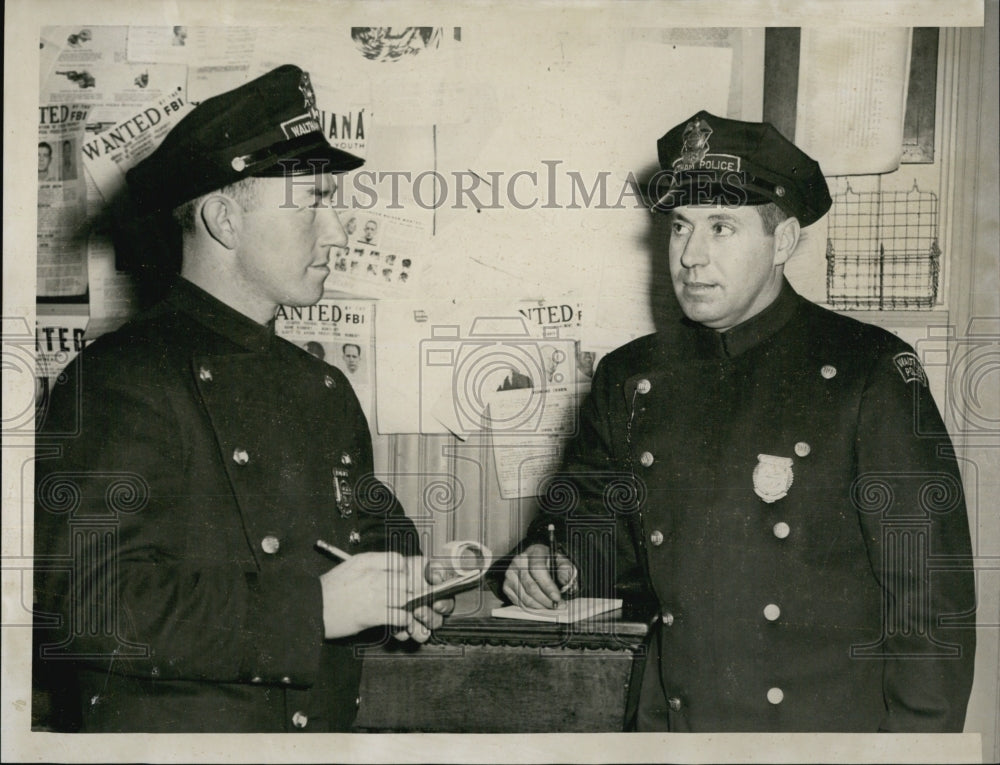 1956 Police officer Joseph Gaudet and Peter Rizzo making report.-Historic Images