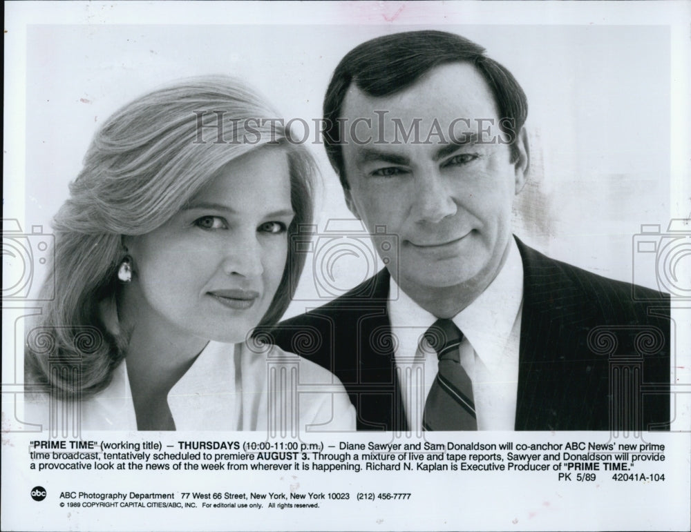 1989 Co Anchors ABC News Diane Sawyer Sam Donaldson-Historic Images