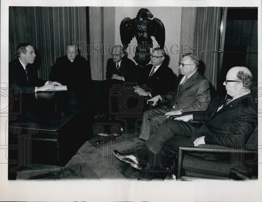 1971 Mayor Kevin White, Msgr Francis J Lally, John W Peirce, Herman-Historic Images