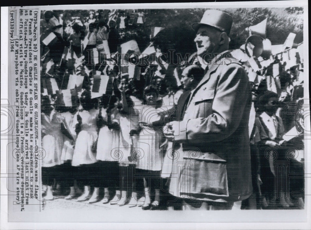 1964 French President Charles De Gaulle Speaking At Pointe A Pitre-Historic Images