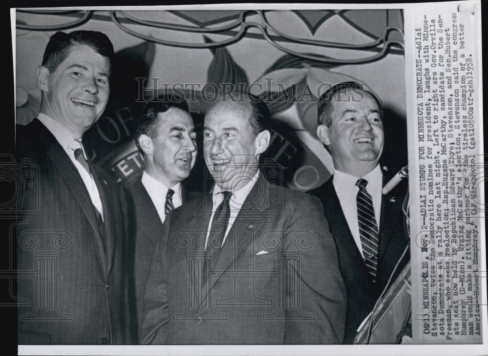 1958 Gov.Orville Freeman &amp; Rep. Eugene McCarthy At Election-Historic Images