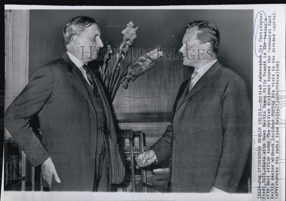 1961 British Ambassador Sir Christopher Steel West Berlin Mayor-Historic Images