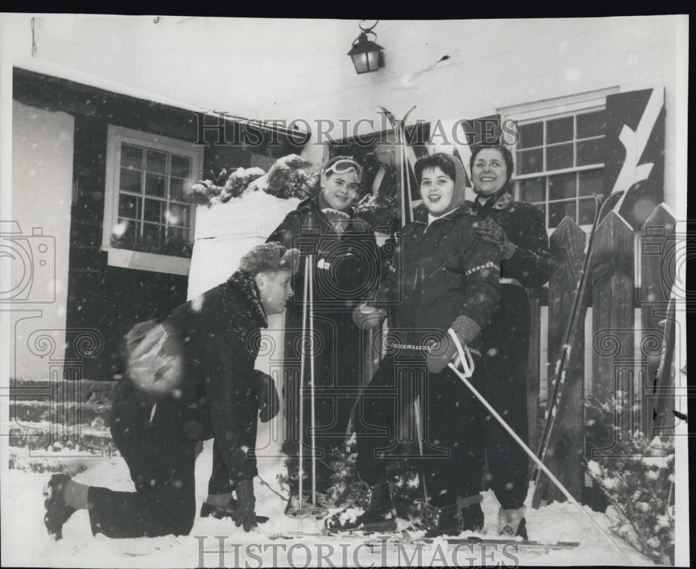 1960 Mr and Mrs Parker Wahn with George and Betty Wahn with skis-Historic Images