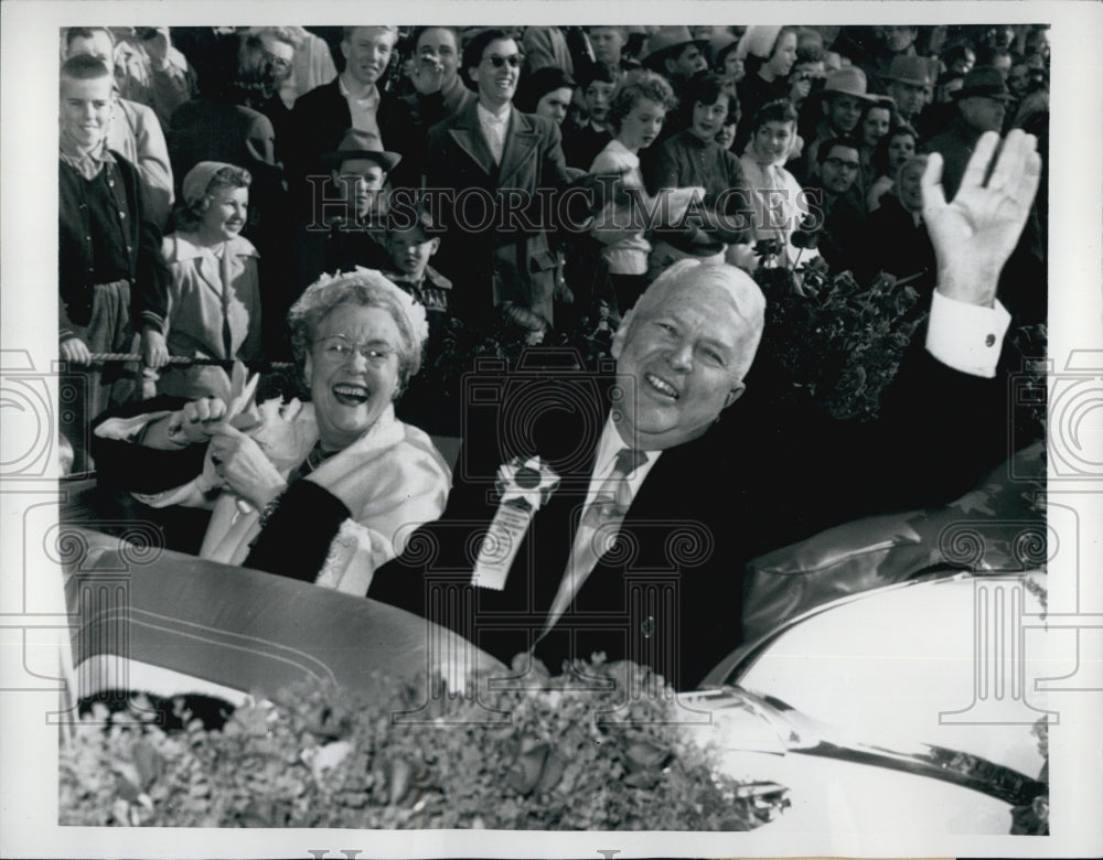 1956 Secretary of Defense, Charles Wilson in Roses Parade With Wife-Historic Images