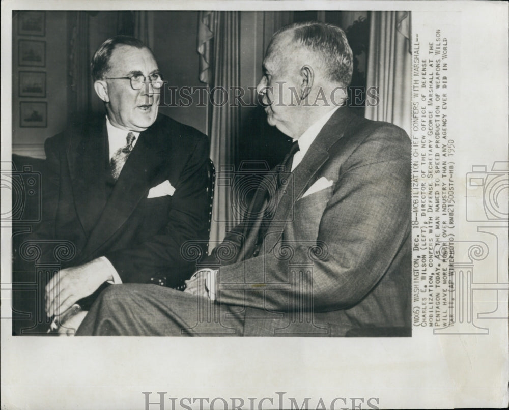 1950 Sec of Defense, Charles Wilson at Pentagon With George Marshall-Historic Images