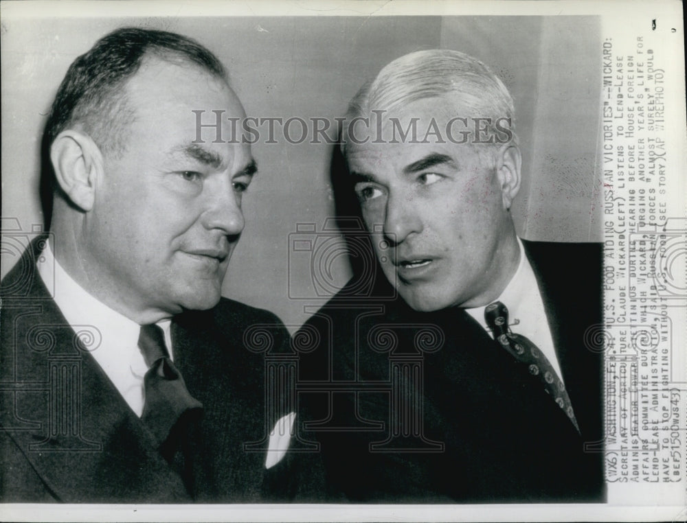 1943 Sec Agriculture Claude Wickard Edward Stettinius Lend-Lease-Historic Images