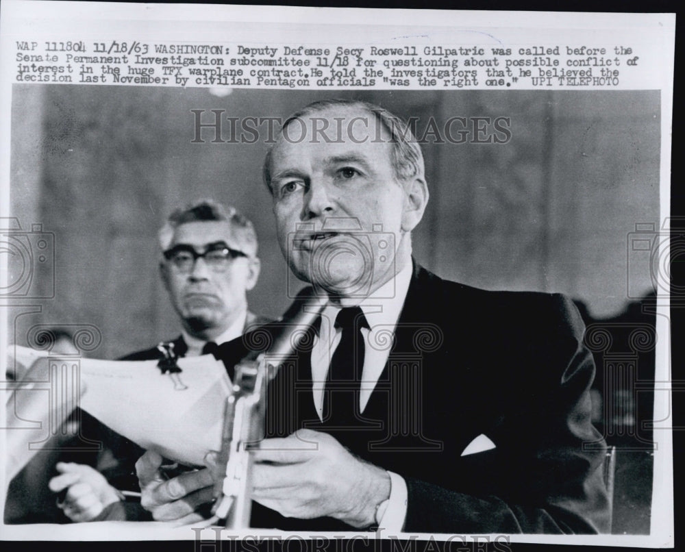 1963 Dep Defense Secretary Roswell Gilpatric called before Senate-Historic Images