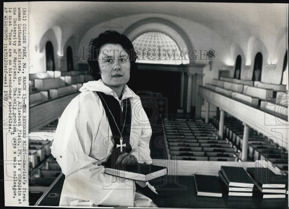 1970 Press Photo Rev. Elizabeth Platz, America's first female Lutheran minister - Historic Images