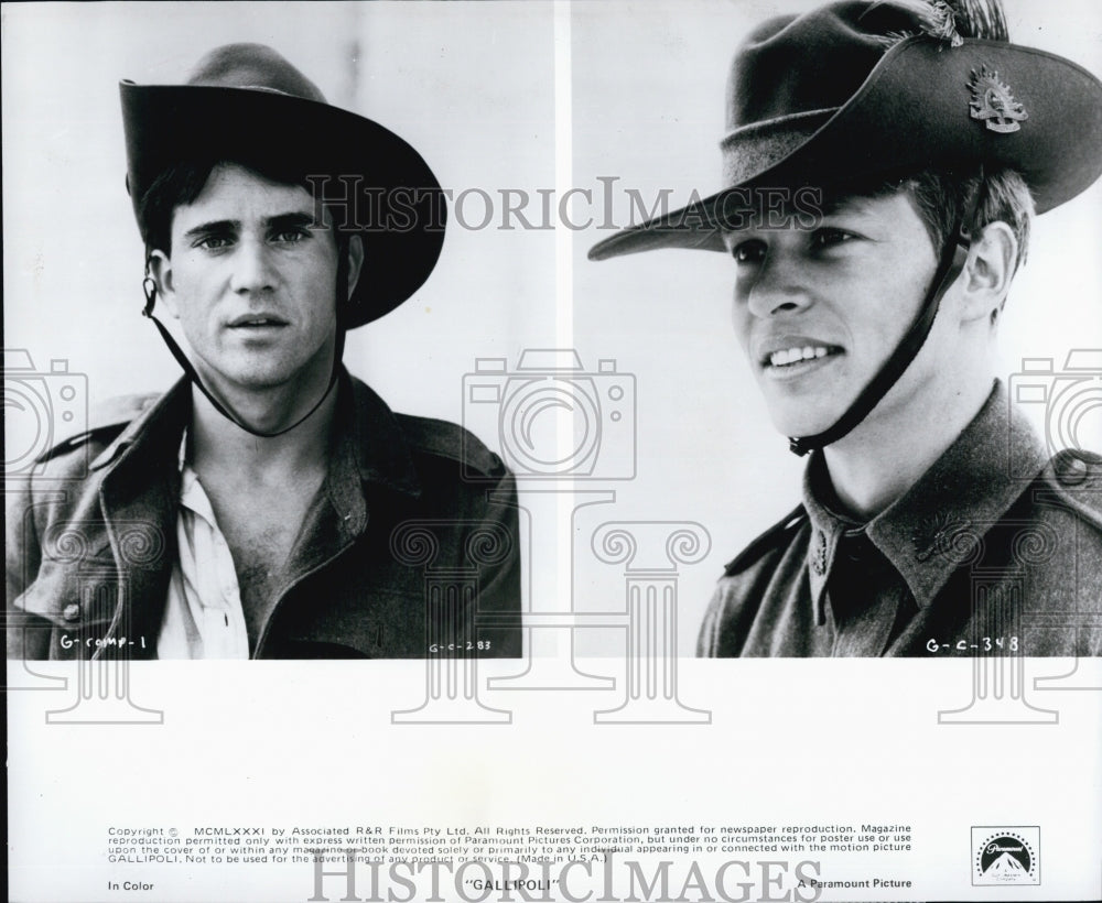 1981 Press Photo Film "Gallipoli" Mel Gibson Mark Lee - Historic Images