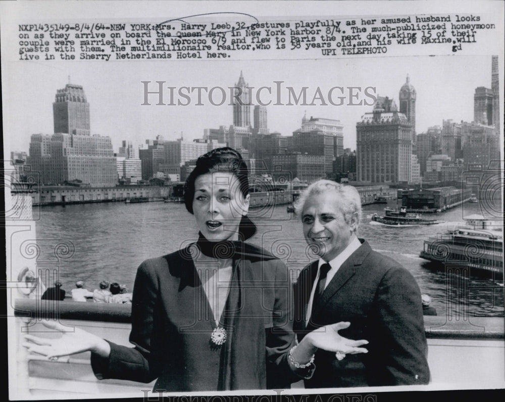 1964 Mrs Harry Leeb  Wife of Millionaire Realtor Arriving by Ship-Historic Images