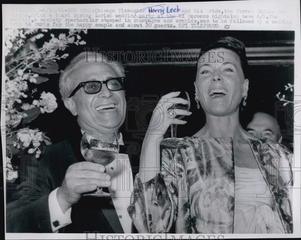 1964 Financier Harry Leeb & Wife Maxine at Their Wedding Reception-Historic Images