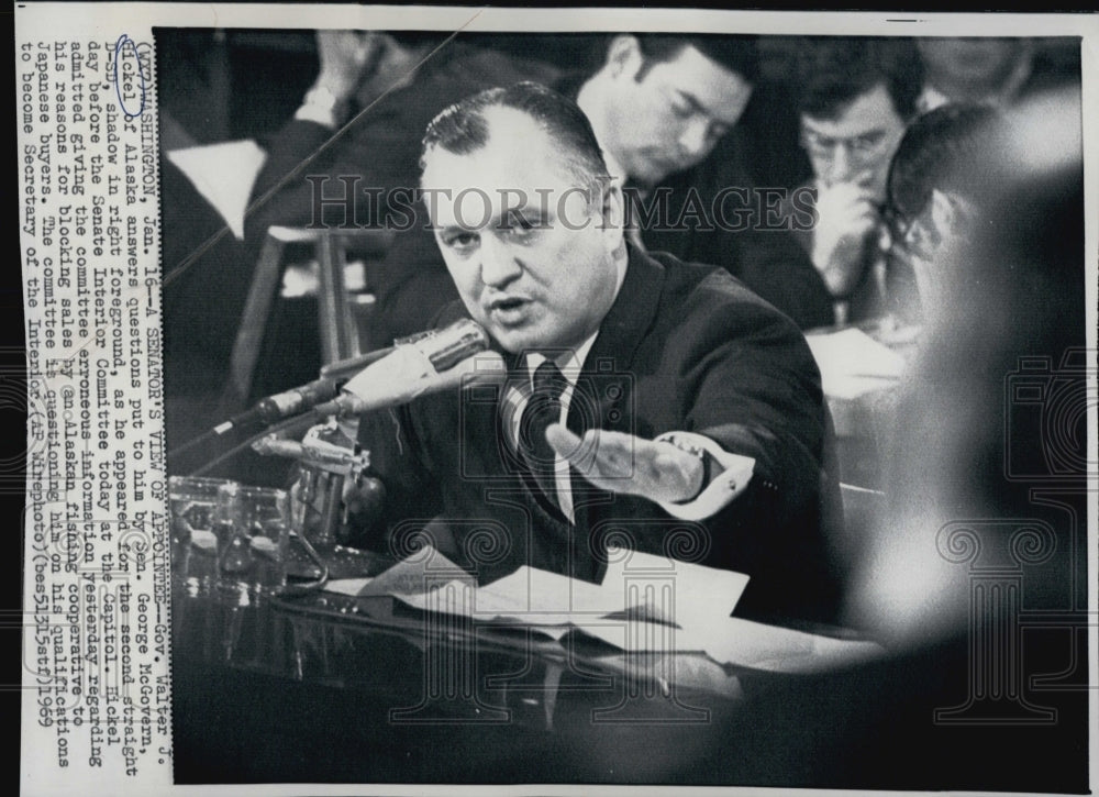 1969 Gov Walter Hickle of Alaska questioned by Sen George McGovern-Historic Images