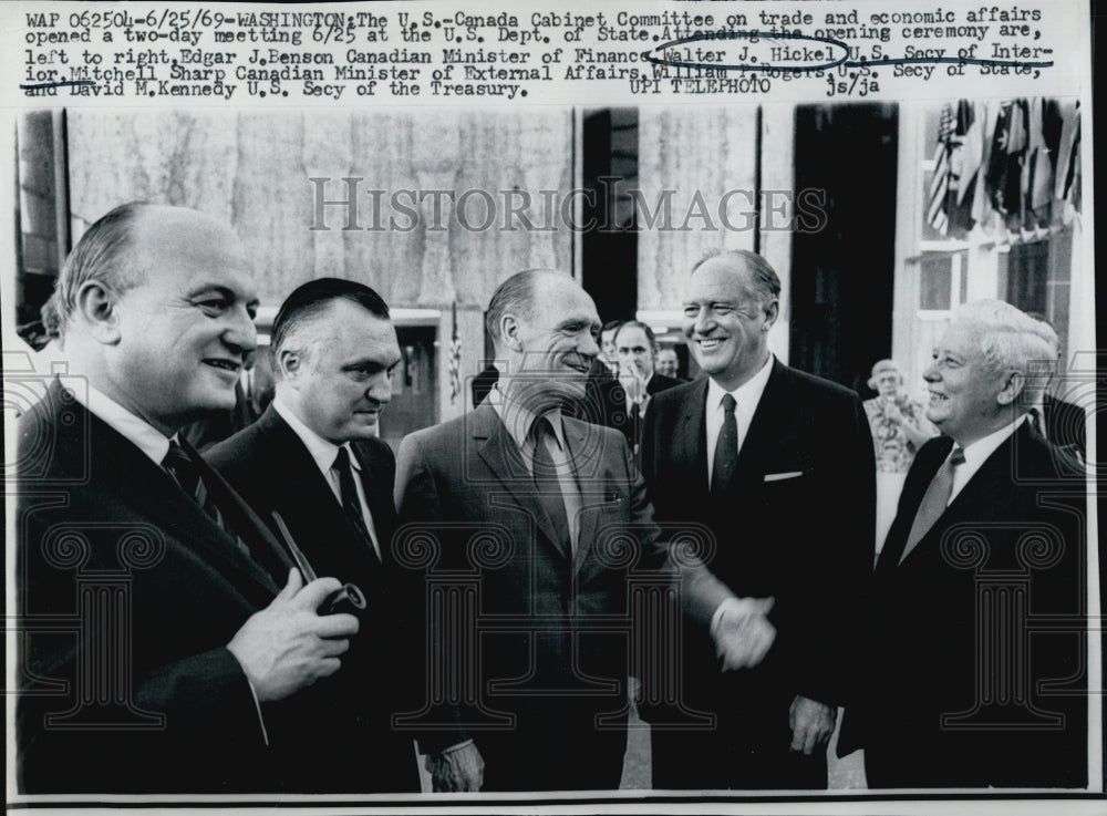 1969 U.S.- Canada trade committee: Edgar Benson, Walter Hickel et al-Historic Images