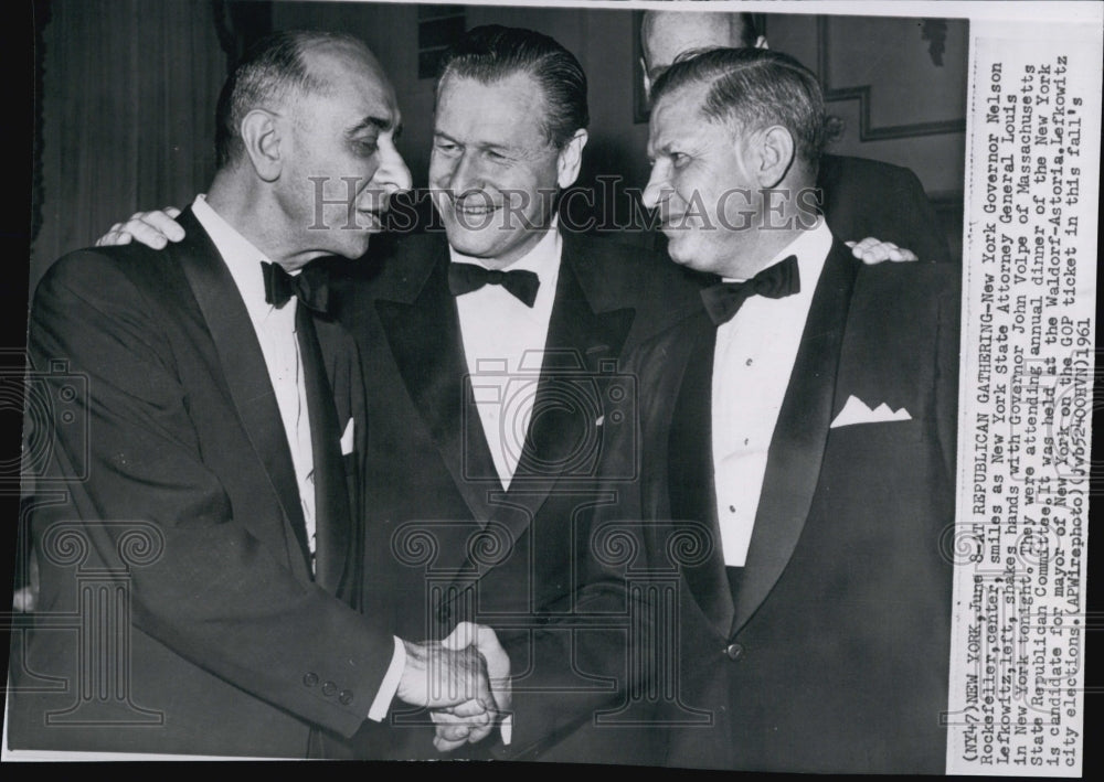 1961 Governor Rockefeller NY, NY State Atty Gen Lefkowitz-Historic Images