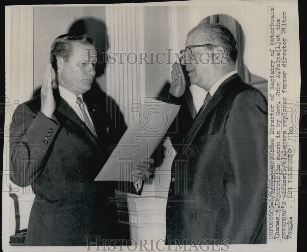 1967 Director of Registry of Boats Thomas Legere &amp; Gov John Volpe-Historic Images