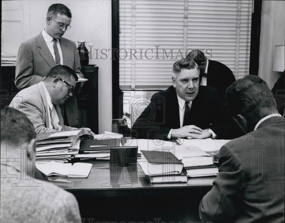 1958 Tax Commissioner Joseph Healy Discussing Tax of Goldfine-Historic Images