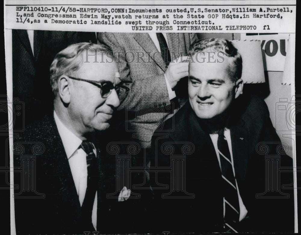 1958 Senator William Purtell Congressman Edwin May Lose Elections-Historic Images