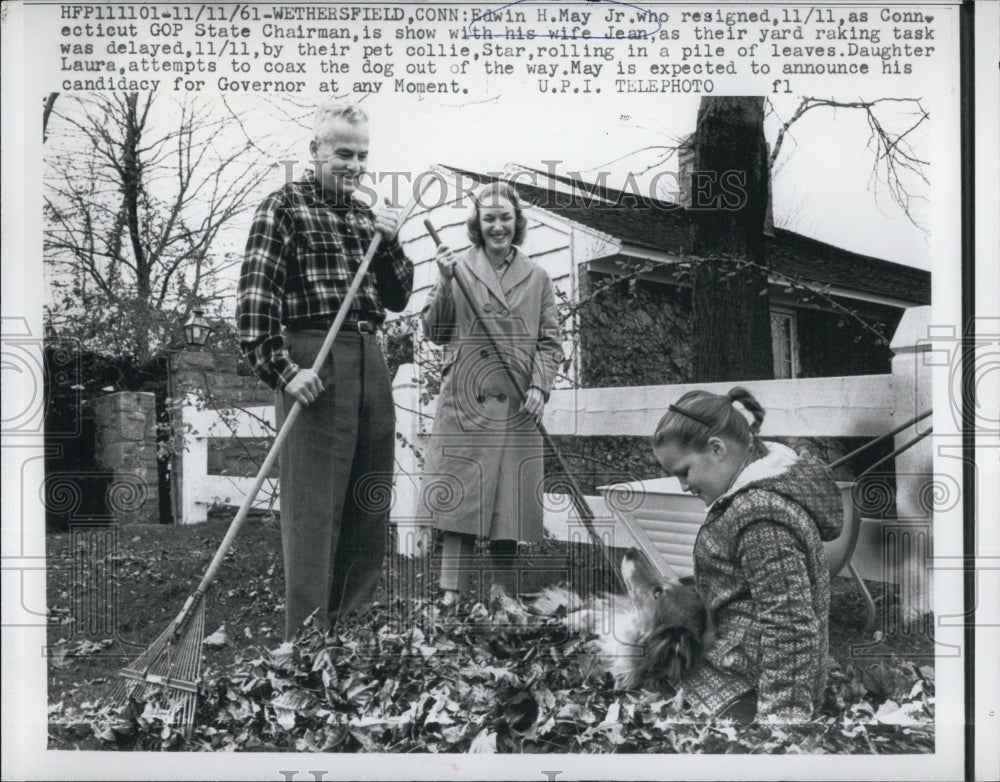 1961 Connecticut Republican Chairman Edwin May Wife Jean Daughter-Historic Images