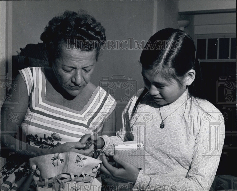 1959 Mrs. Laura Mayer & the Vietnamese war orphan she adopted-Historic Images