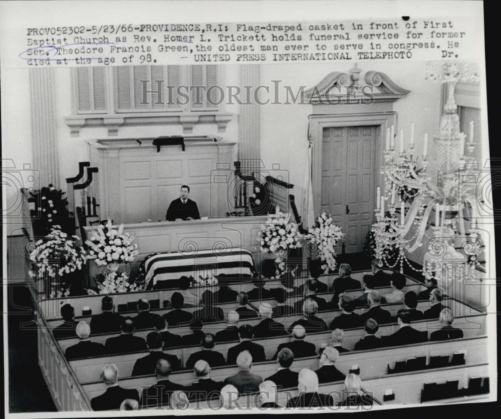 1966 Rev. Homer L. Trickett funeral service for Sen. Francis Green-Historic Images