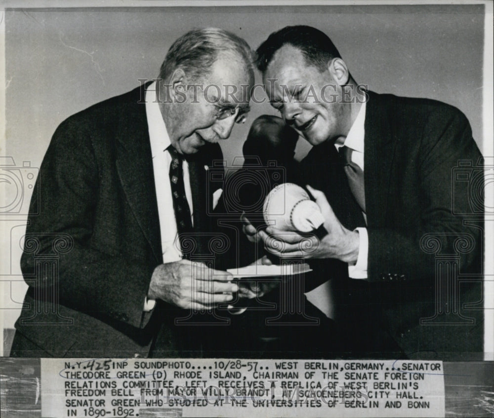 1957 Sen. Theodore Green and Mayor Will Brandt-Historic Images