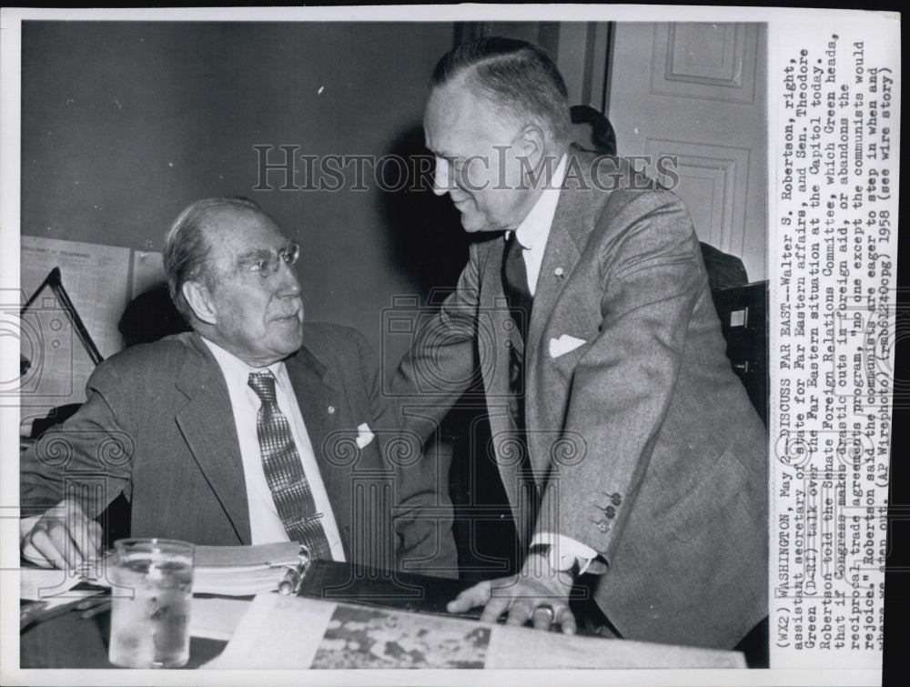 1958 Walter Robertson, Asst. Sec. of State & Senator Theodore Green-Historic Images